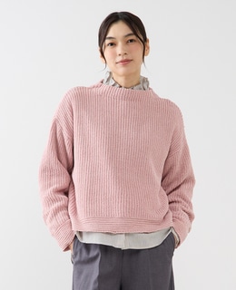 【モール糸ボトルネックニットプルオーバー】