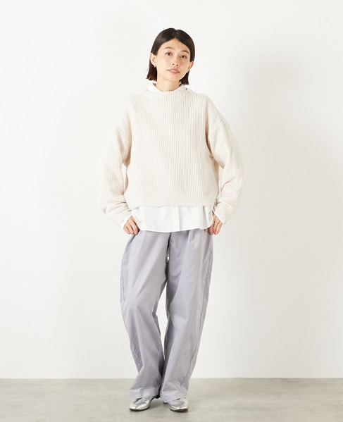 【モール糸ボトルネックニットプルオーバー】 詳細画像 アイボリー 2