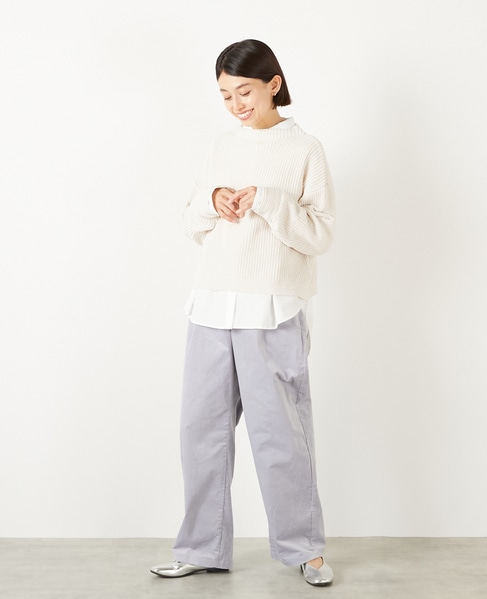 【モール糸ボトルネックニットプルオーバー】 詳細画像 アイボリー 3