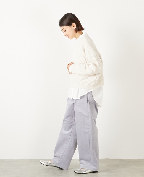 【モール糸ボトルネックニットプルオーバー】 詳細画像 アイボリー 4