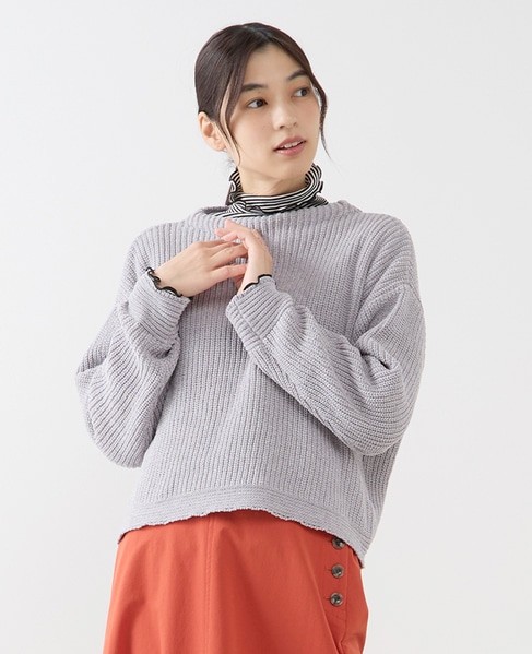 【モール糸ボトルネックニットプルオーバー】 詳細画像 グレー 1