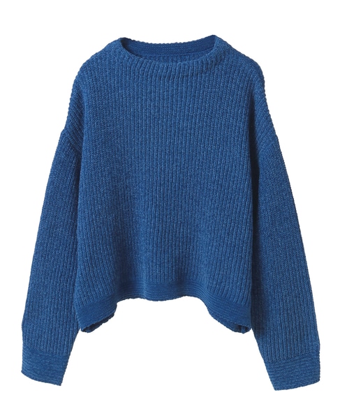 【モール糸ボトルネックニットプルオーバー】 詳細画像 ブルー 9