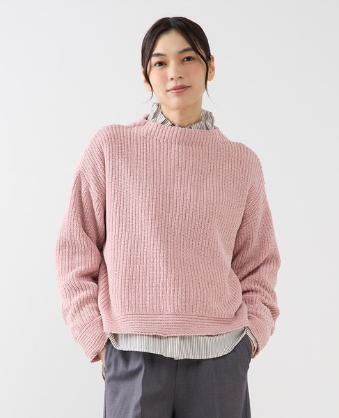【モール糸ボトルネックニットプルオーバー】 詳細画像 ピンク 1