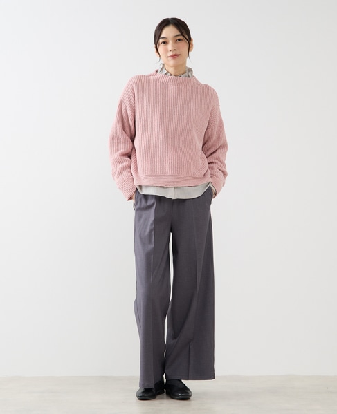 【モール糸ボトルネックニットプルオーバー】 詳細画像 ピンク 2