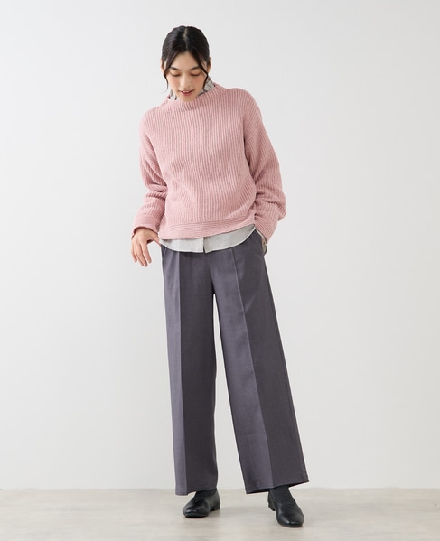 【モール糸ボトルネックニットプルオーバー】 詳細画像 ピンク 3