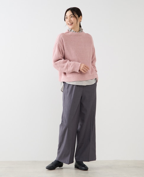 【モール糸ボトルネックニットプルオーバー】 詳細画像 ピンク 9