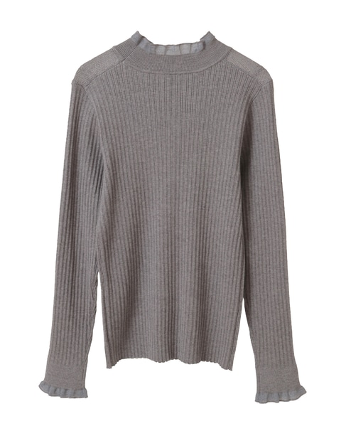 【フリル使いモックネックニット】 詳細画像 トップグレー 10