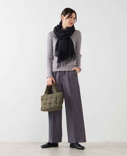 【フリル使いモックネックニット】 詳細画像 トップグレー 3