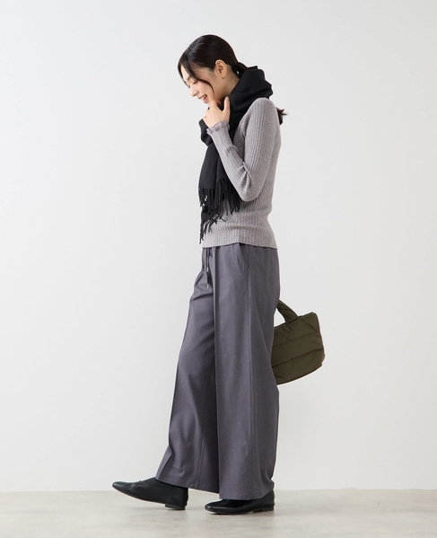 【フリル使いモックネックニット】 詳細画像 トップグレー 4