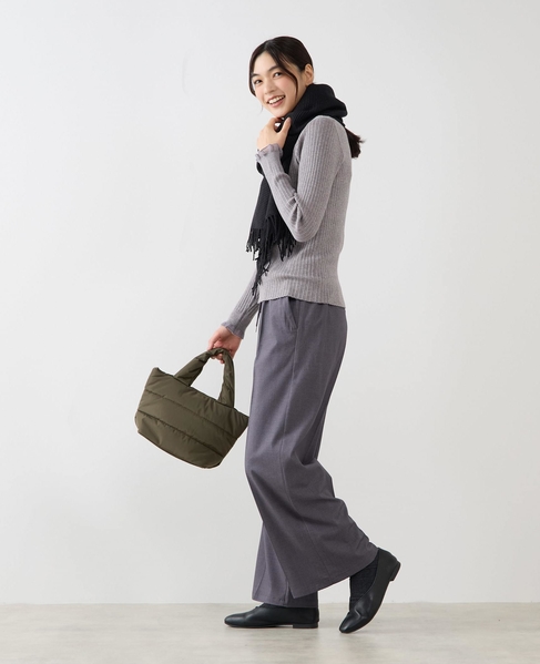 【フリル使いモックネックニット】 詳細画像 トップグレー 5