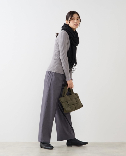 【フリル使いモックネックニット】 詳細画像 トップグレー 7