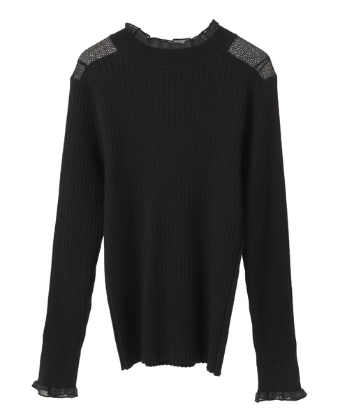 【フリル使いモックネックニット】 詳細画像 ブラック 10