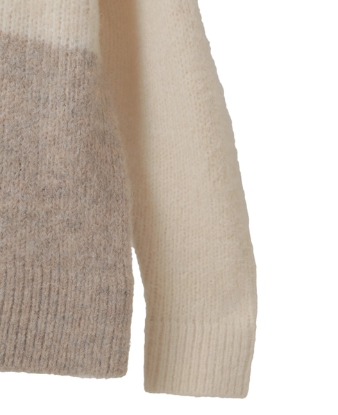 【ヘアリーミックスバイカラーモックネックプルオーバー】 詳細画像 オフホワイト 13