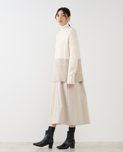 【ヘアリーミックスバイカラーモックネックプルオーバー】 詳細画像 オフホワイト 2