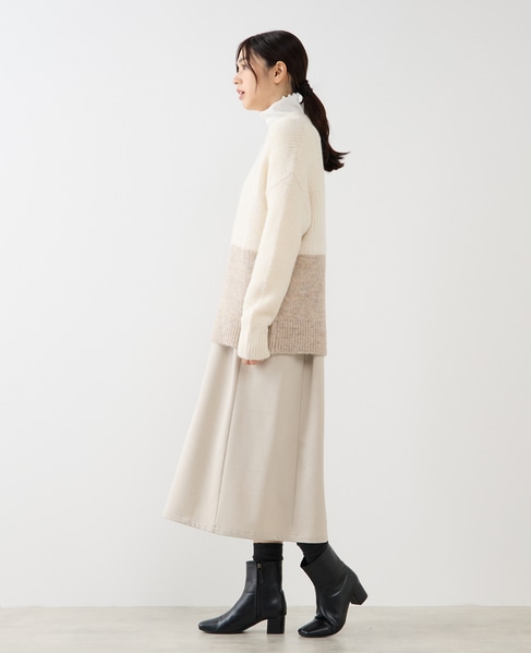 【ヘアリーミックスバイカラーモックネックプルオーバー】 詳細画像 オフホワイト 3