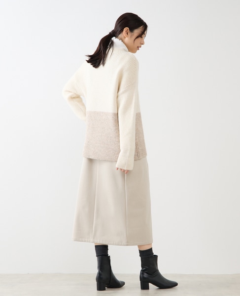 【ヘアリーミックスバイカラーモックネックプルオーバー】 詳細画像 オフホワイト 5