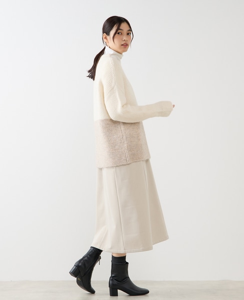 【ヘアリーミックスバイカラーモックネックプルオーバー】 詳細画像 オフホワイト 6