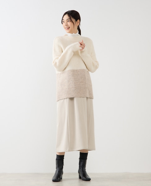 【ヘアリーミックスバイカラーモックネックプルオーバー】 詳細画像 オフホワイト 7