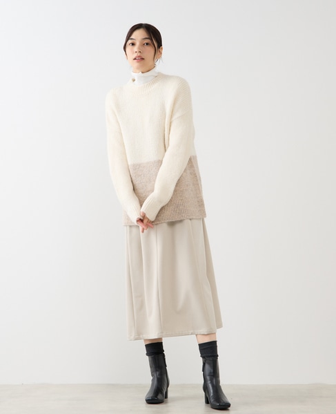 【ヘアリーミックスバイカラーモックネックプルオーバー】 詳細画像 オフホワイト 8