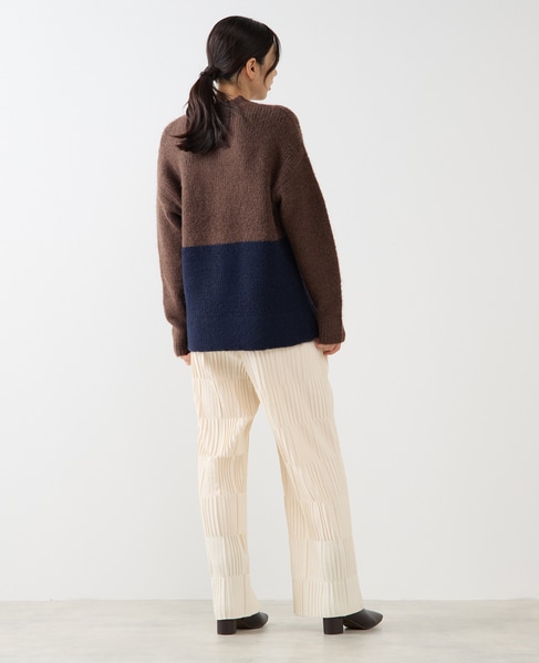 【ヘアリーミックスバイカラーモックネックプルオーバー】 詳細画像 ブラウン 5