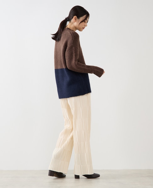 【ヘアリーミックスバイカラーモックネックプルオーバー】 詳細画像 ブラウン 6