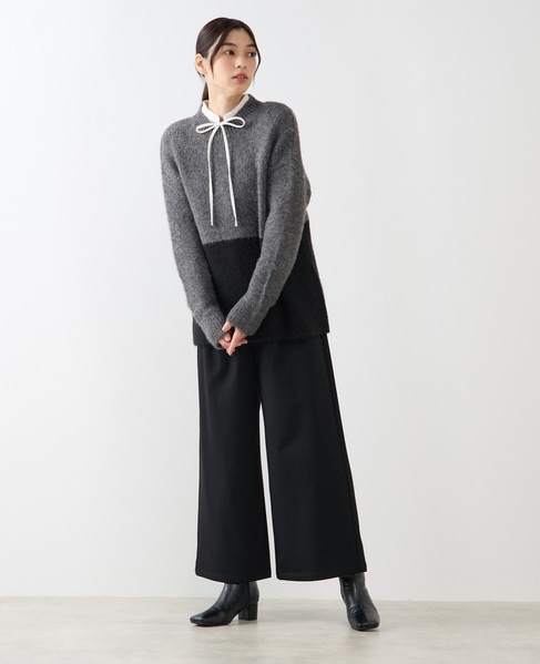 【ヘアリーミックスバイカラーモックネックプルオーバー】 詳細画像 チャコールグレー 2