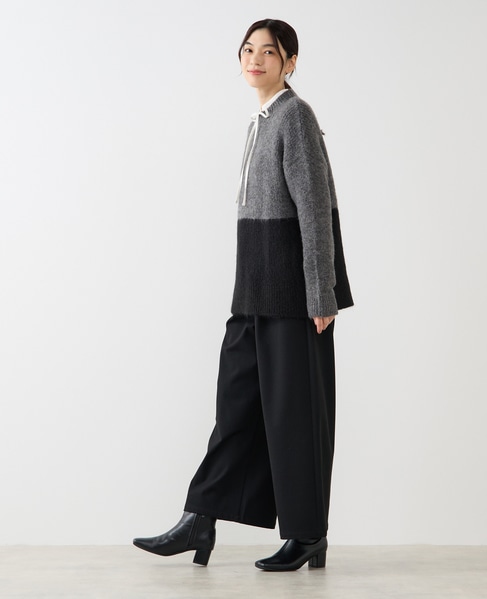 【ヘアリーミックスバイカラーモックネックプルオーバー】 詳細画像 チャコールグレー 3