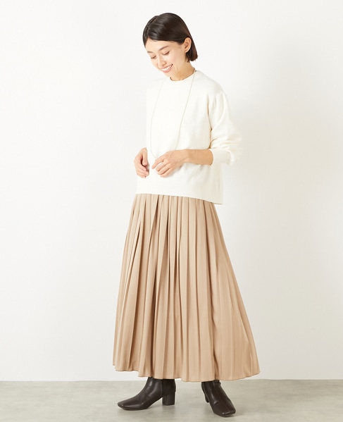【ニットプルオーバー＆プリーツスカート】 詳細画像 アイボリー 2