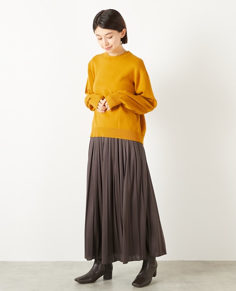【ニットプルオーバー＆プリーツスカート】 詳細画像 マスタード 2