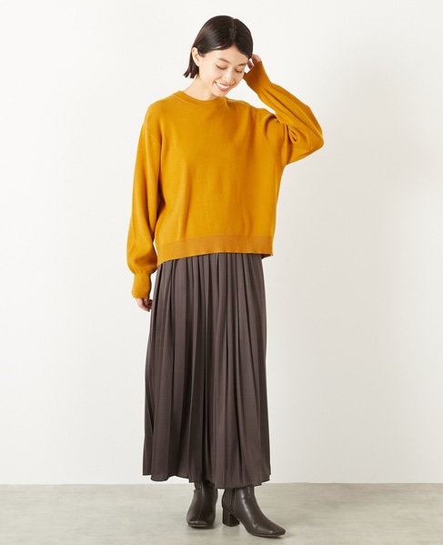 【ニットプルオーバー＆プリーツスカート】 詳細画像 マスタード 8