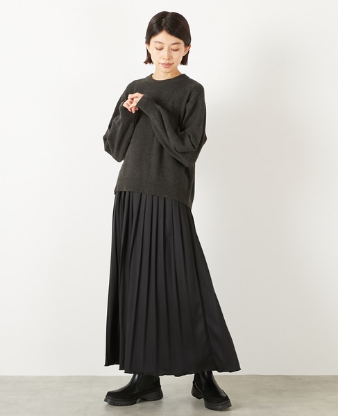 【ニットプルオーバー＆プリーツスカート】 詳細画像 チャコールグレー 2
