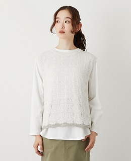 【カギ針金糸入りクレーネックベスト】