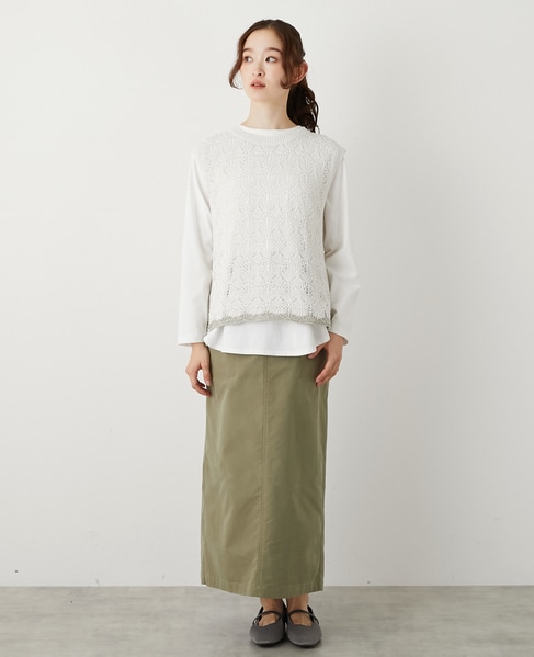 【カギ針金糸入りクレーネックベスト】 詳細画像 グレー系その他 2