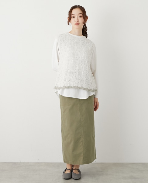 【カギ針金糸入りクレーネックベスト】 詳細画像 グレー系その他 7