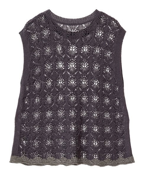 【カギ針金糸入りクレーネックベスト】 詳細画像 チャコールグレー 10