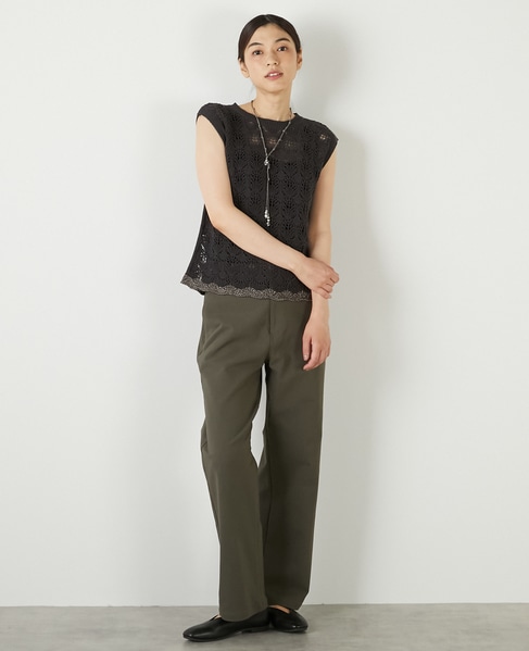 【カギ針金糸入りクレーネックベスト】 詳細画像 チャコールグレー 2