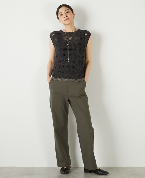 【カギ針金糸入りクレーネックベスト】 詳細画像 チャコールグレー 3