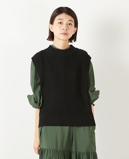 【コットンアクリル変わり編みクルーベスト】