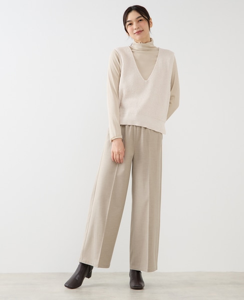 【モール糸Vネックベスト】 詳細画像 アイボリー 2