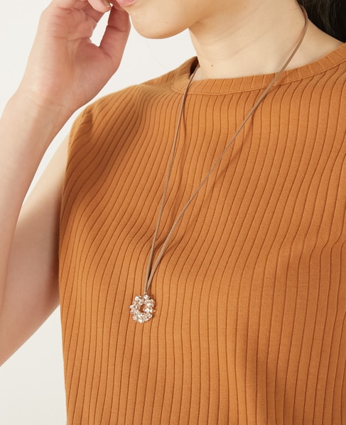 【ガラスビーズのネックレス】 詳細画像 ベージュ 1