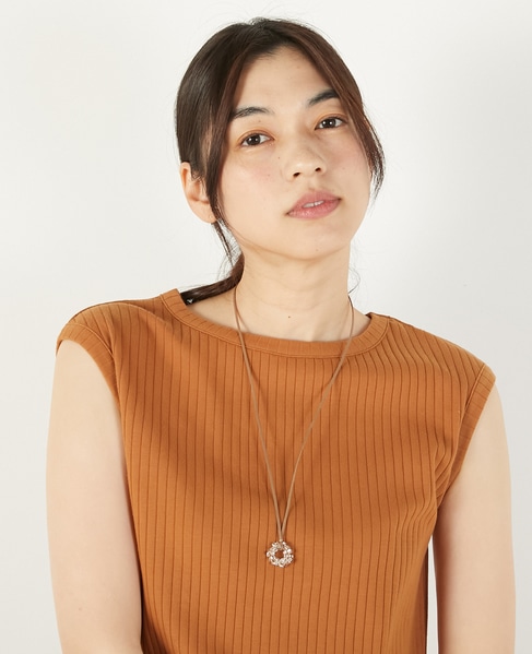 【ガラスビーズのネックレス】 詳細画像 ベージュ 2