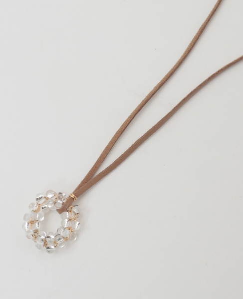 【ガラスビーズのネックレス】 詳細画像 ベージュ 4