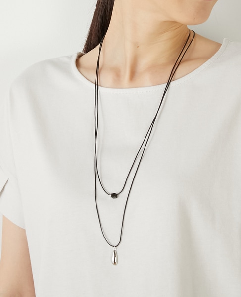 【2本セットのコードネックレス】 詳細画像 ブラック 1