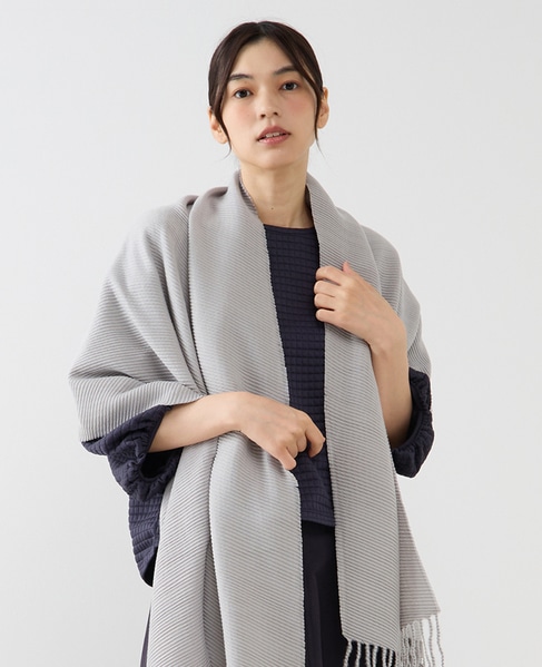 【プリーツ無地ストール】 詳細画像 グレー 1