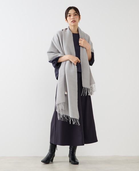 【プリーツ無地ストール】 詳細画像 グレー 2