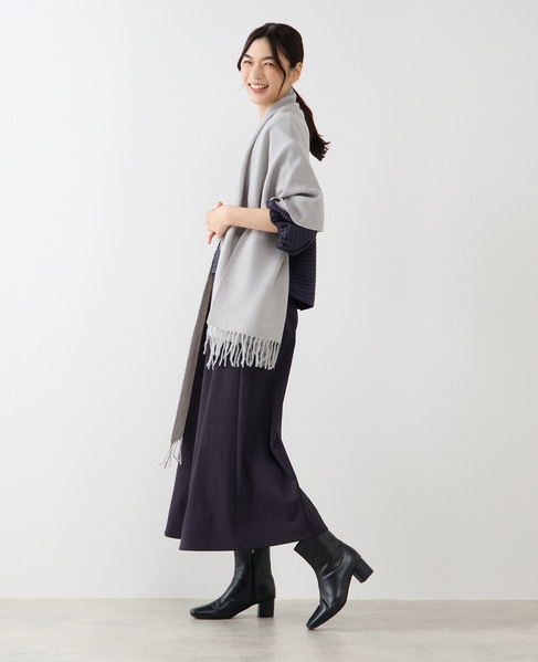【プリーツ無地ストール】 詳細画像 グレー 3