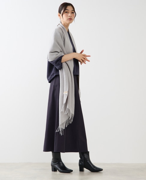 【プリーツ無地ストール】 詳細画像 グレー 7