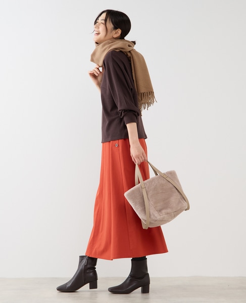 【プリーツ無地ストール】 詳細画像 ベージュ 3