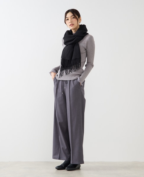 【プリーツ無地ストール】 詳細画像 ブラック 3