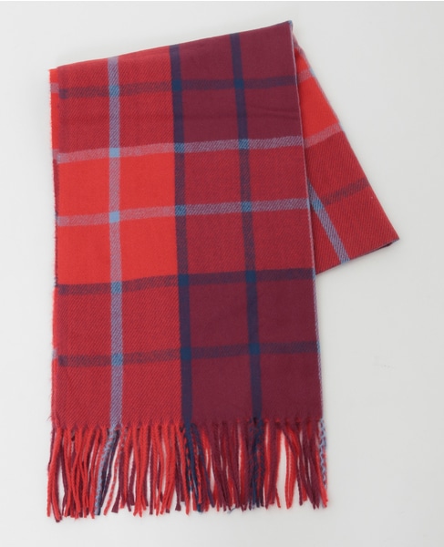 【ブロックチェックストール】 詳細画像 レッド 8